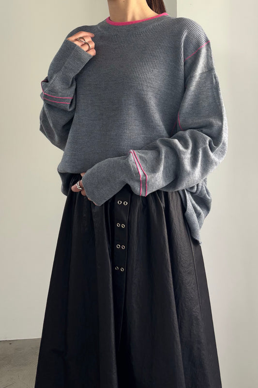 バイカラーハイゲージニットP/O 35558