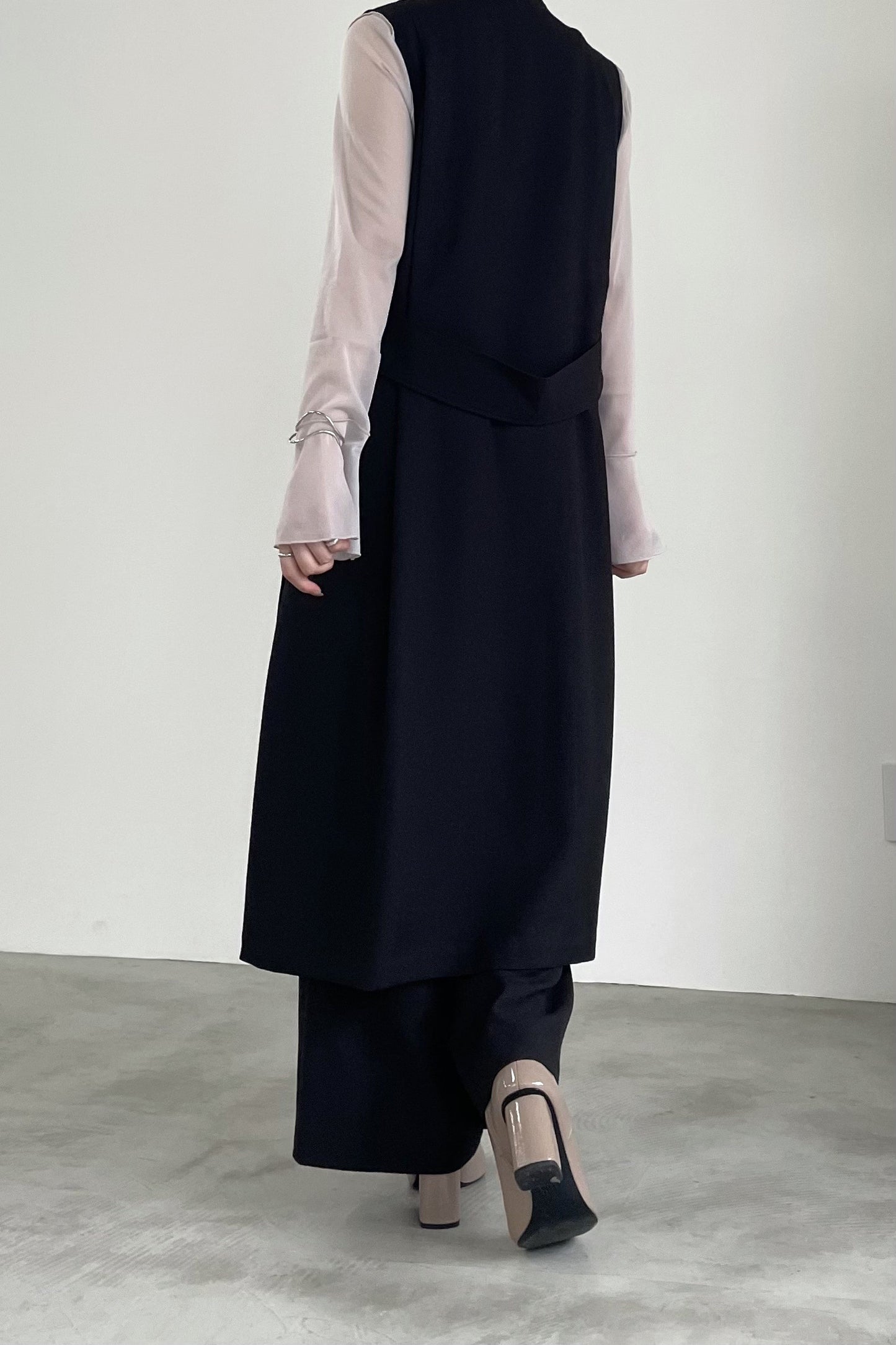 ベルトデザインツイードロングジレ 15795