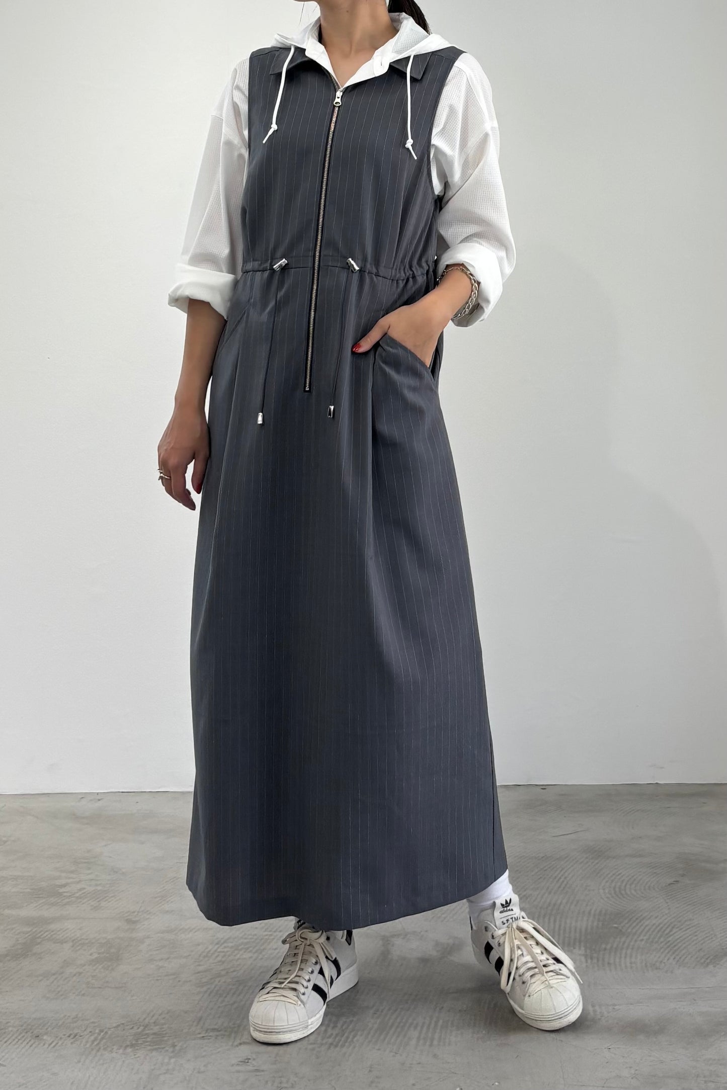 フロントジップワンピース F1195