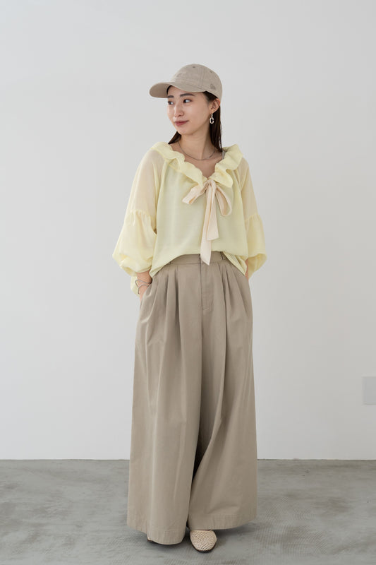 ギャザーネックリボンブラウス 15745