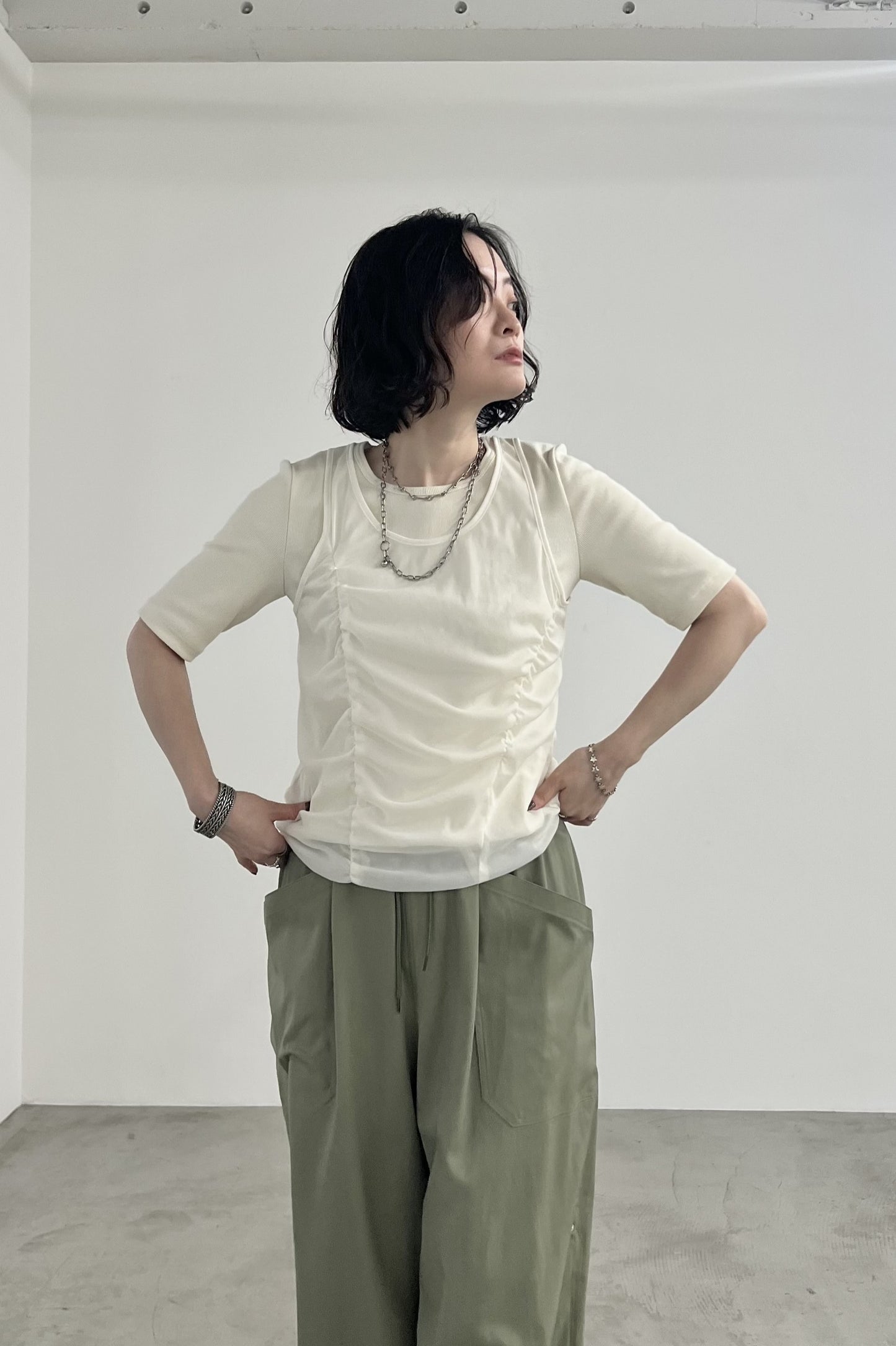 シフォンレイヤードTシャツ　F3312