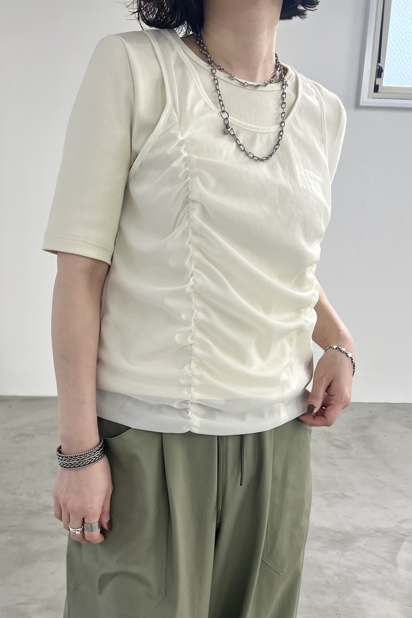 シフォンレイヤードTシャツ　F3312