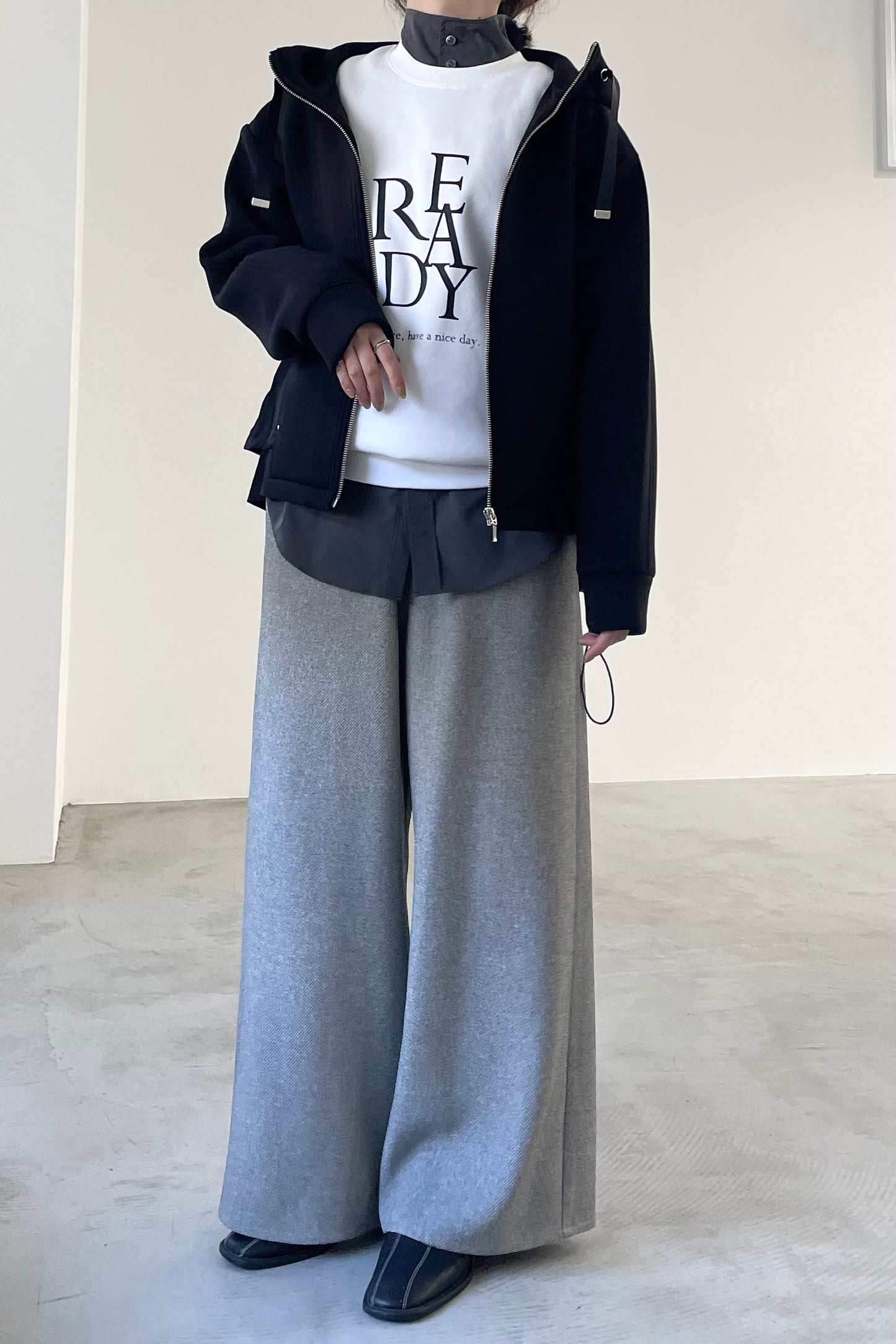 ボンディング切替オーバーサイズフーディー　15824