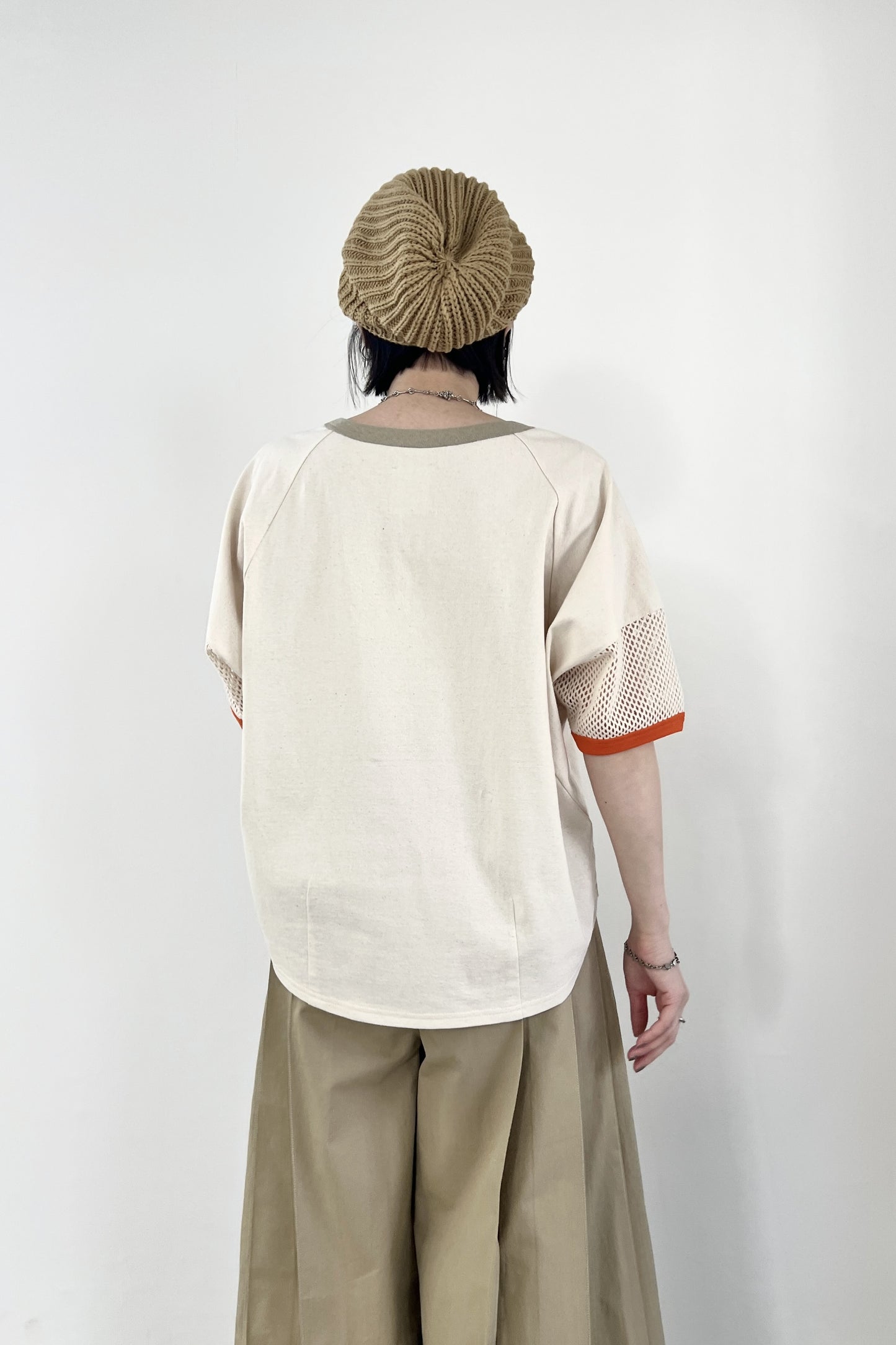 メッシュスリーブリンガーTシャツ　F3282