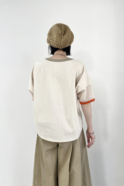 メッシュスリーブリンガーTシャツ　F3282