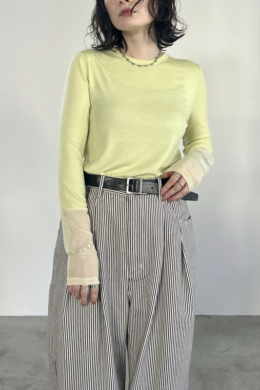 チュール切替クルーネックリブインナー　F3304