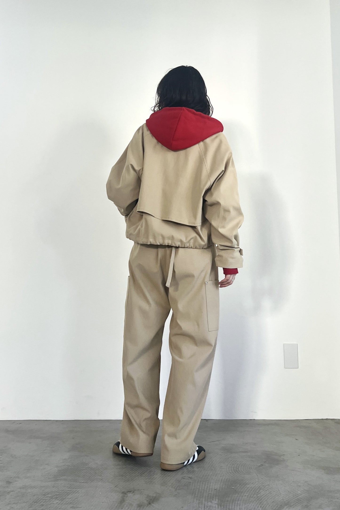 バイカラーハーフジップフーディー　F3300