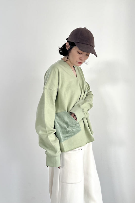 Vネック裏毛プルオーバー　F3296