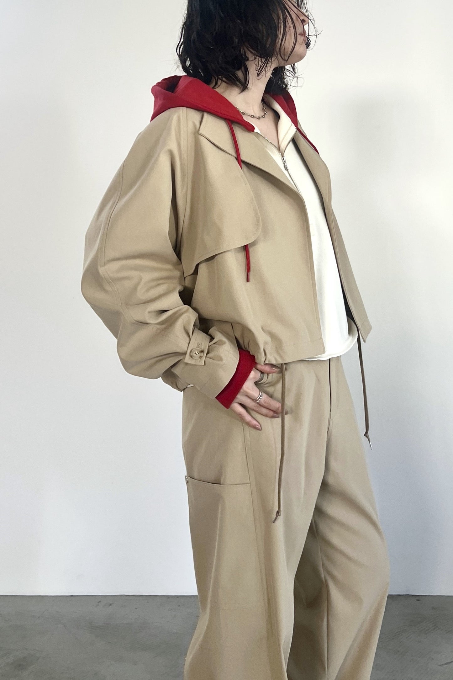 バイカラーハーフジップフーディー　F3300