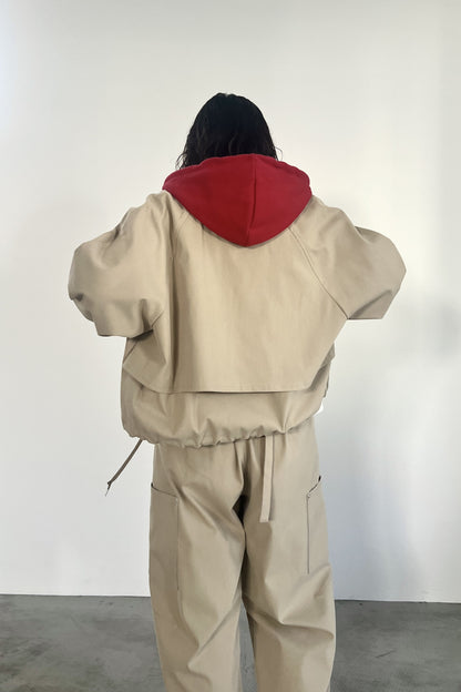 バイカラーハーフジップフーディー　F3300