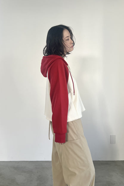 バイカラーハーフジップフーディー　F3300