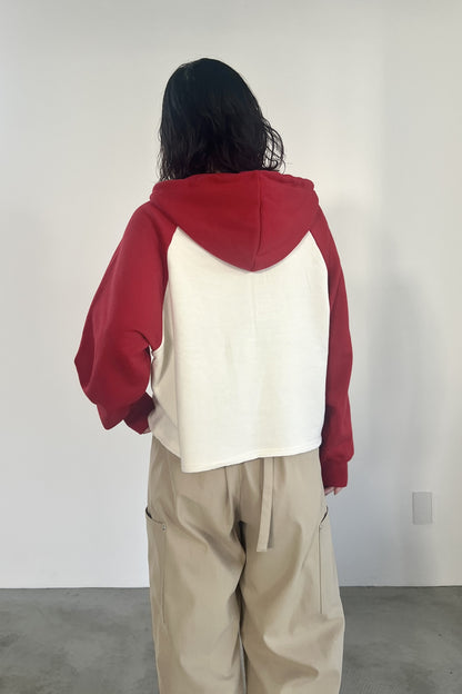 バイカラーハーフジップフーディー　F3300