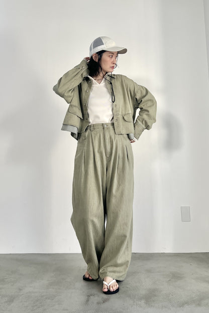 ポケットデザインクロップドシャツ　F1205