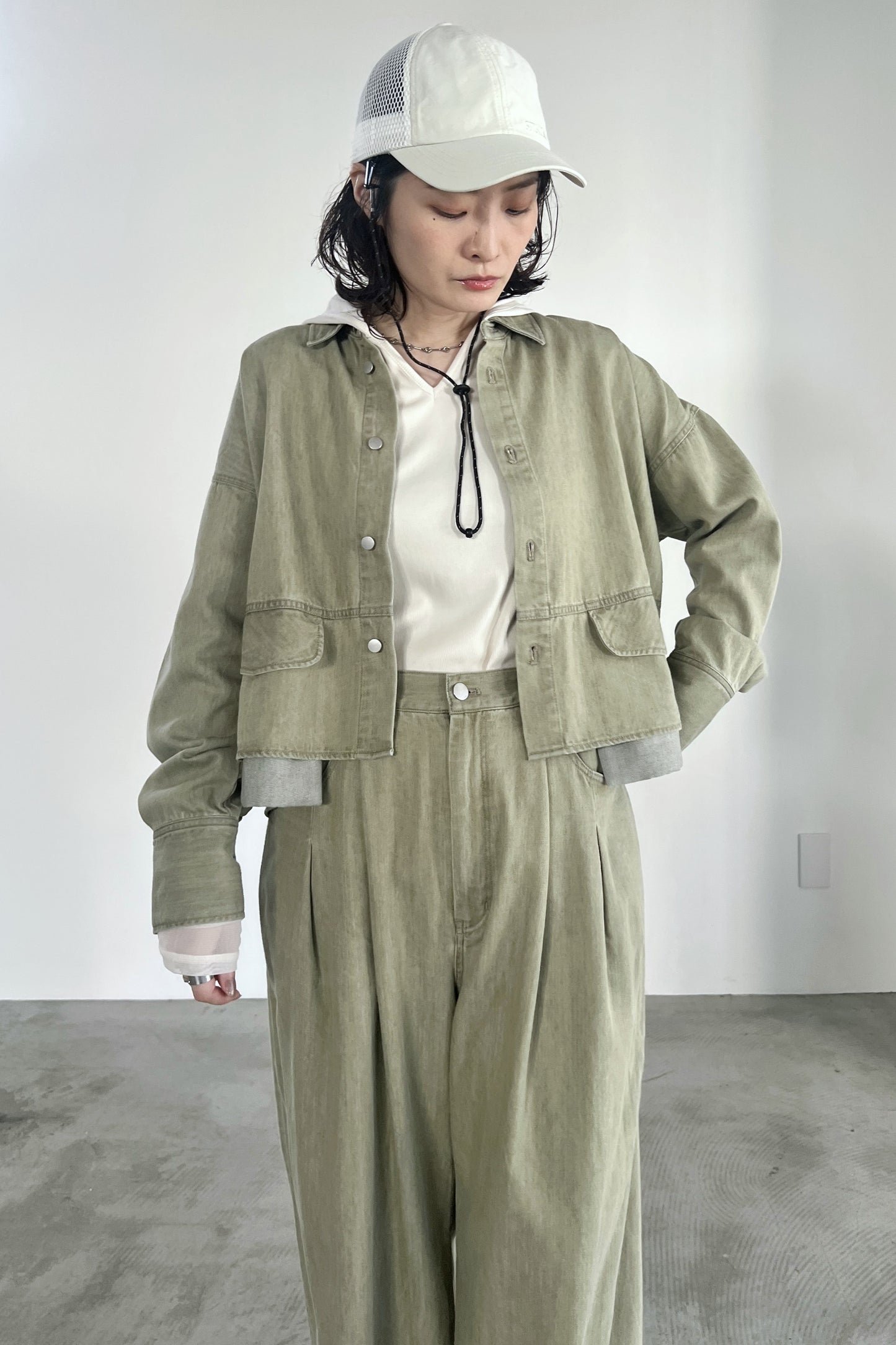 チュール切替フーディーインナー　F3303