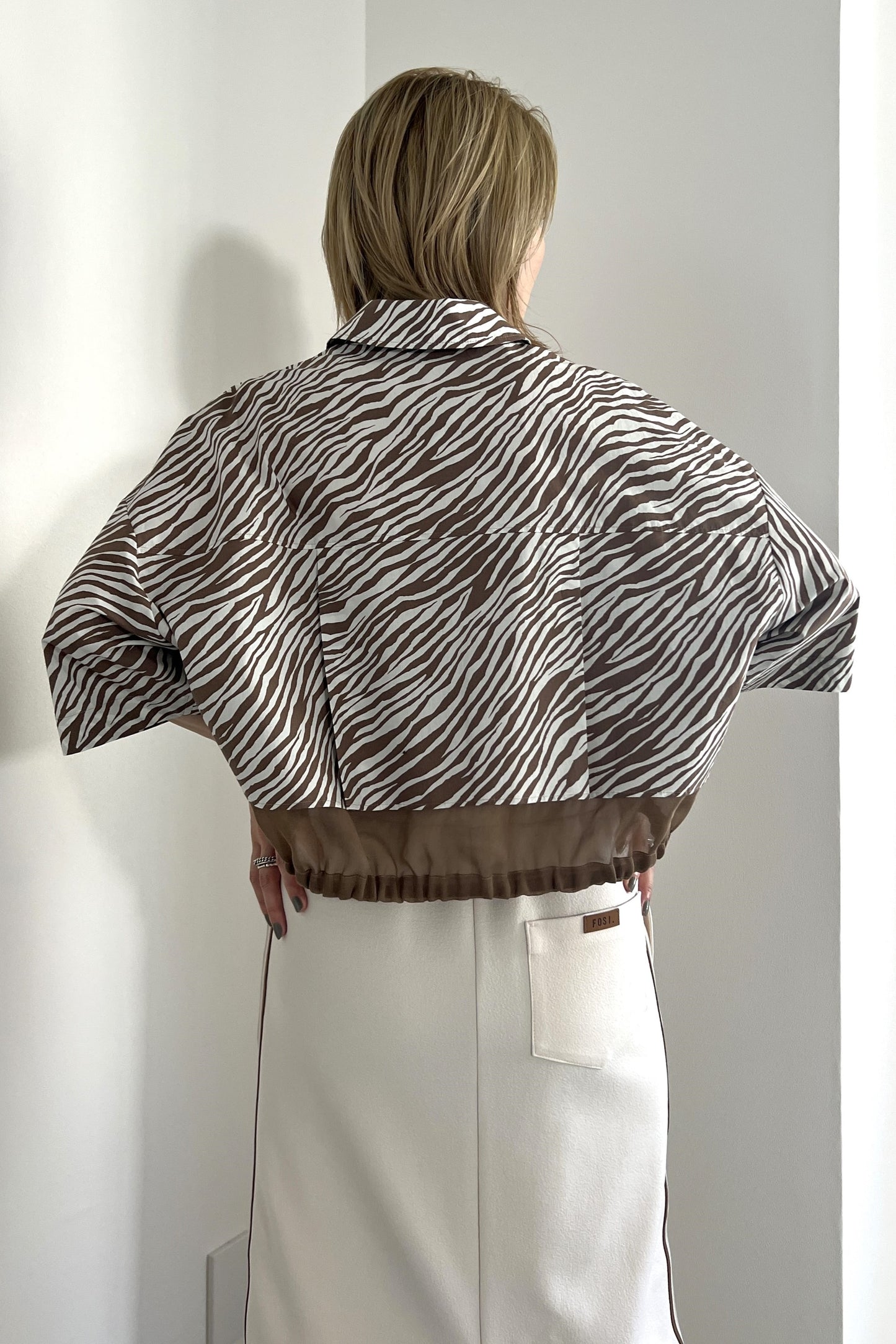 ゼブラプリントハーフスリーブシャツ　F1169