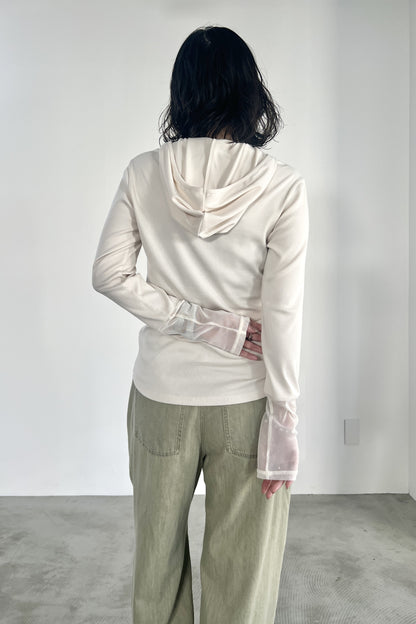 チュール切替フーディーインナー　F3303