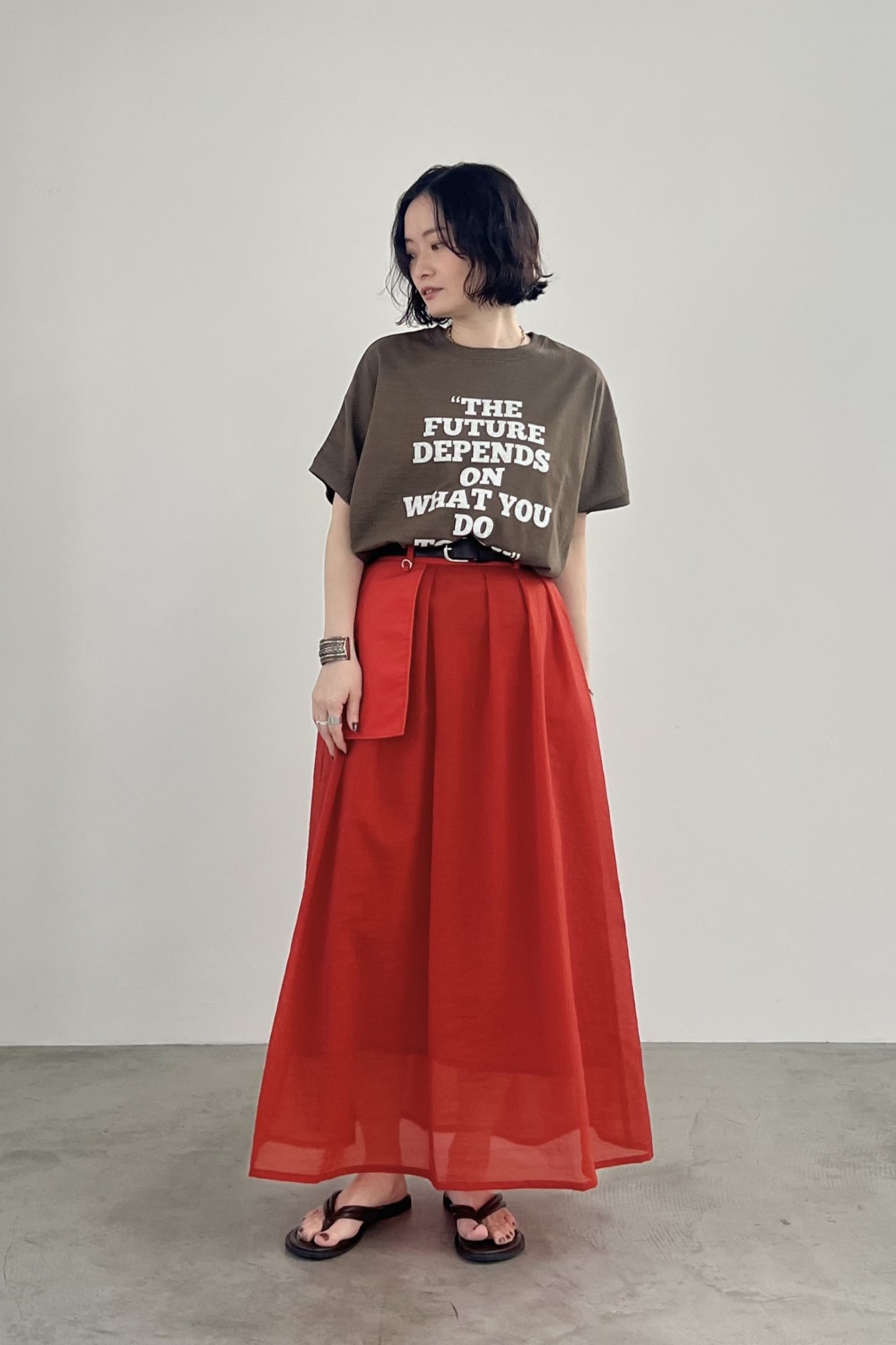シアーナイロンタックフレアスカート　F2171
