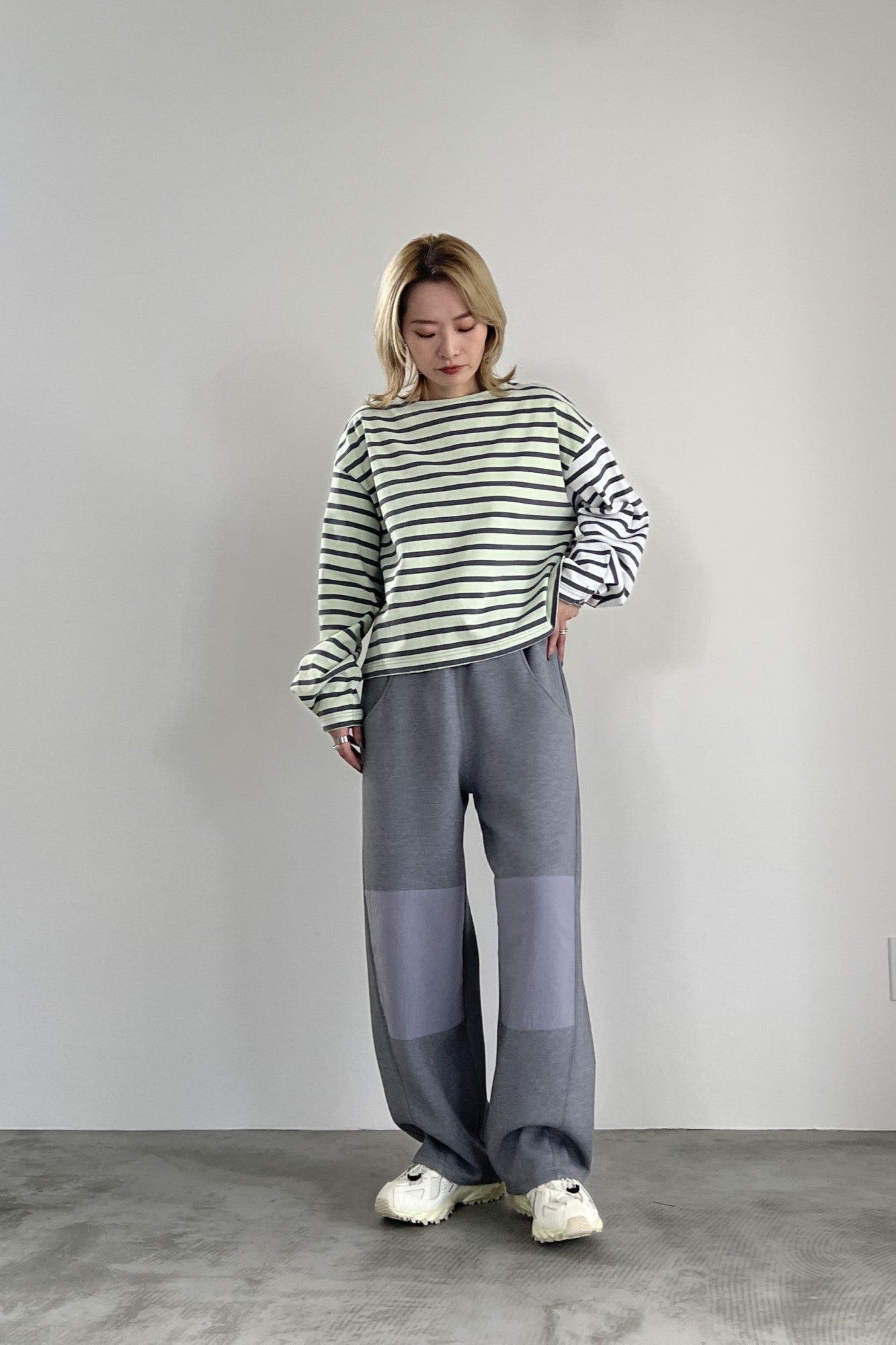 2WAYバイカラーボーダーカットソー　F3231