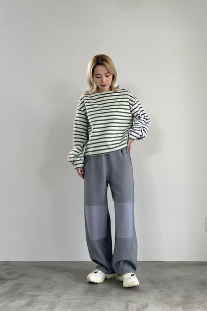 2WAYバイカラーボーダーカットソー　F3231