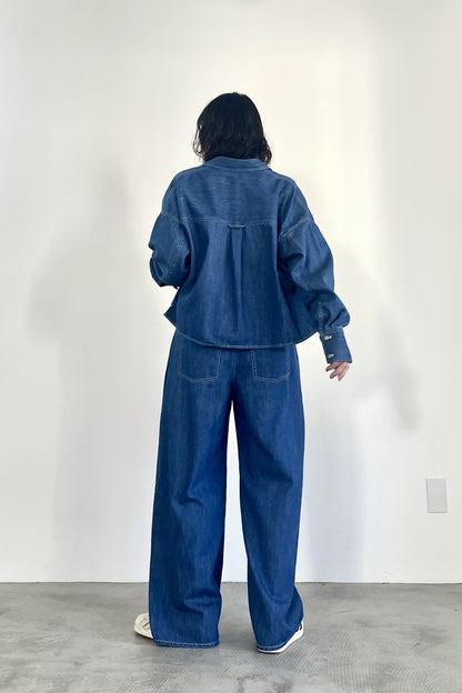 ポケットデザインクロップドシャツ　F1205