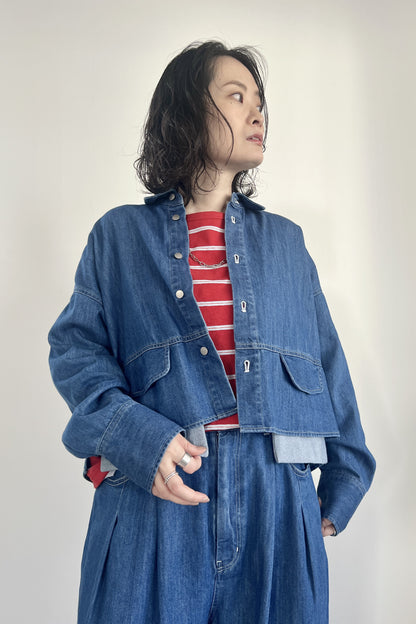 ポケットデザインクロップドシャツ　F1205