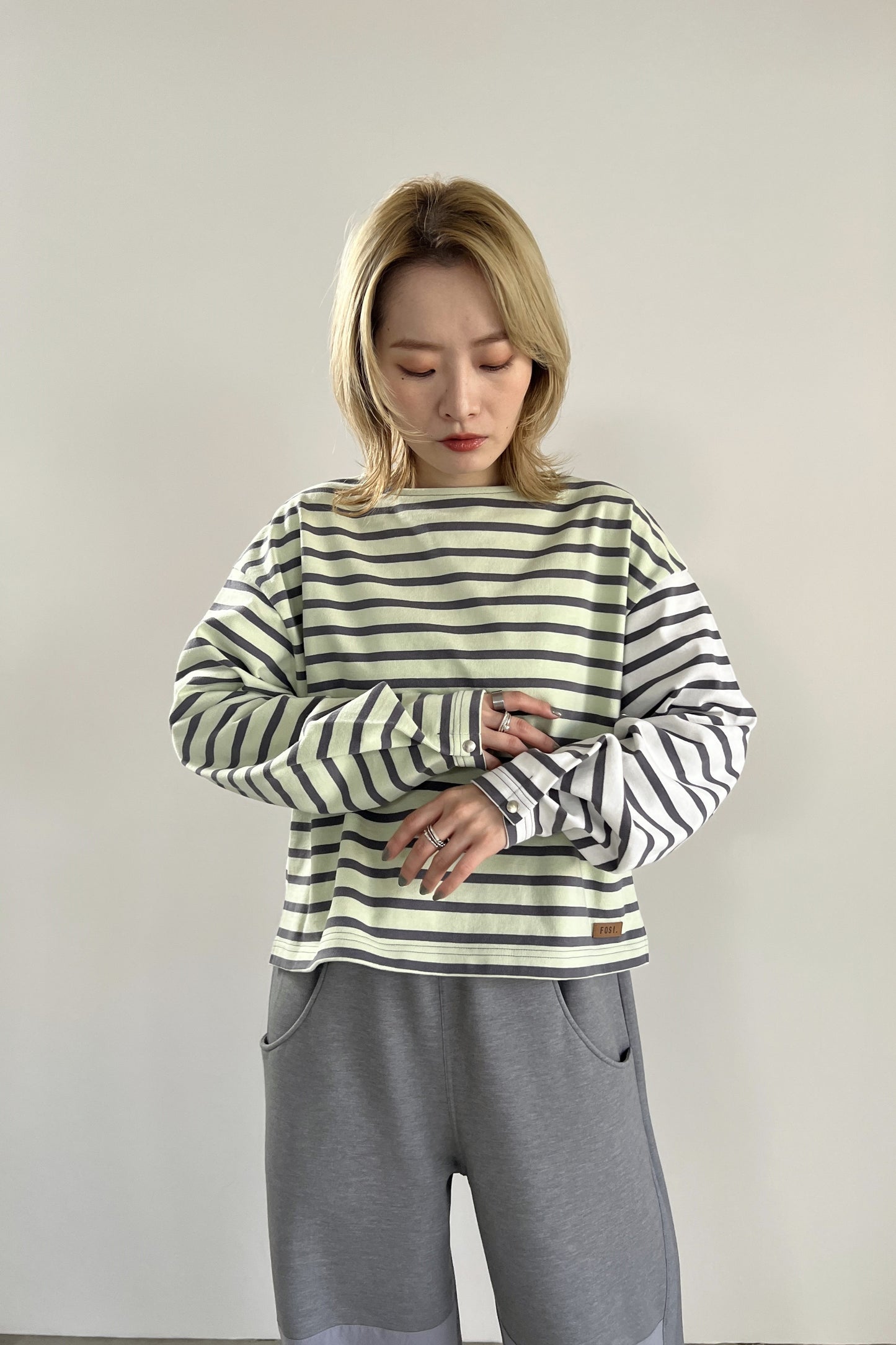 2WAYバイカラーボーダーカットソー　F3231