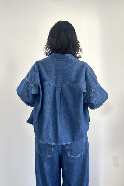 ポケットデザインクロップドシャツ　F1205