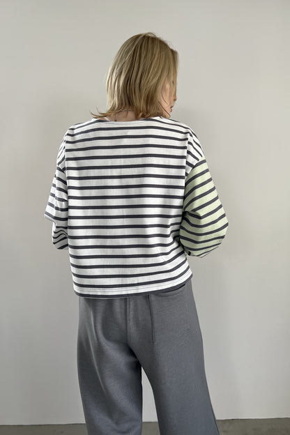 2WAYバイカラーボーダーカットソー　F3231