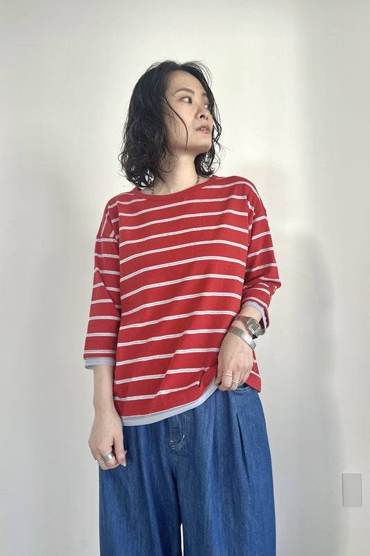 レトロマルチボーダーTシャツ　F3305