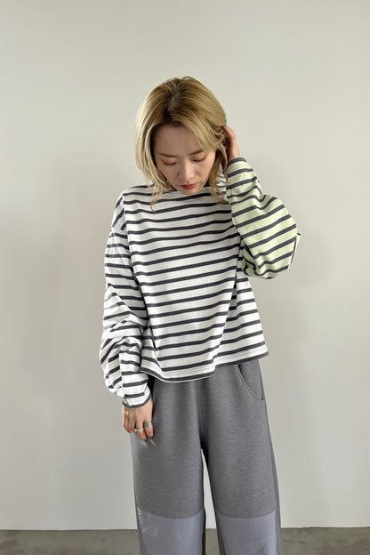 2WAYバイカラーボーダーカットソー　F3231