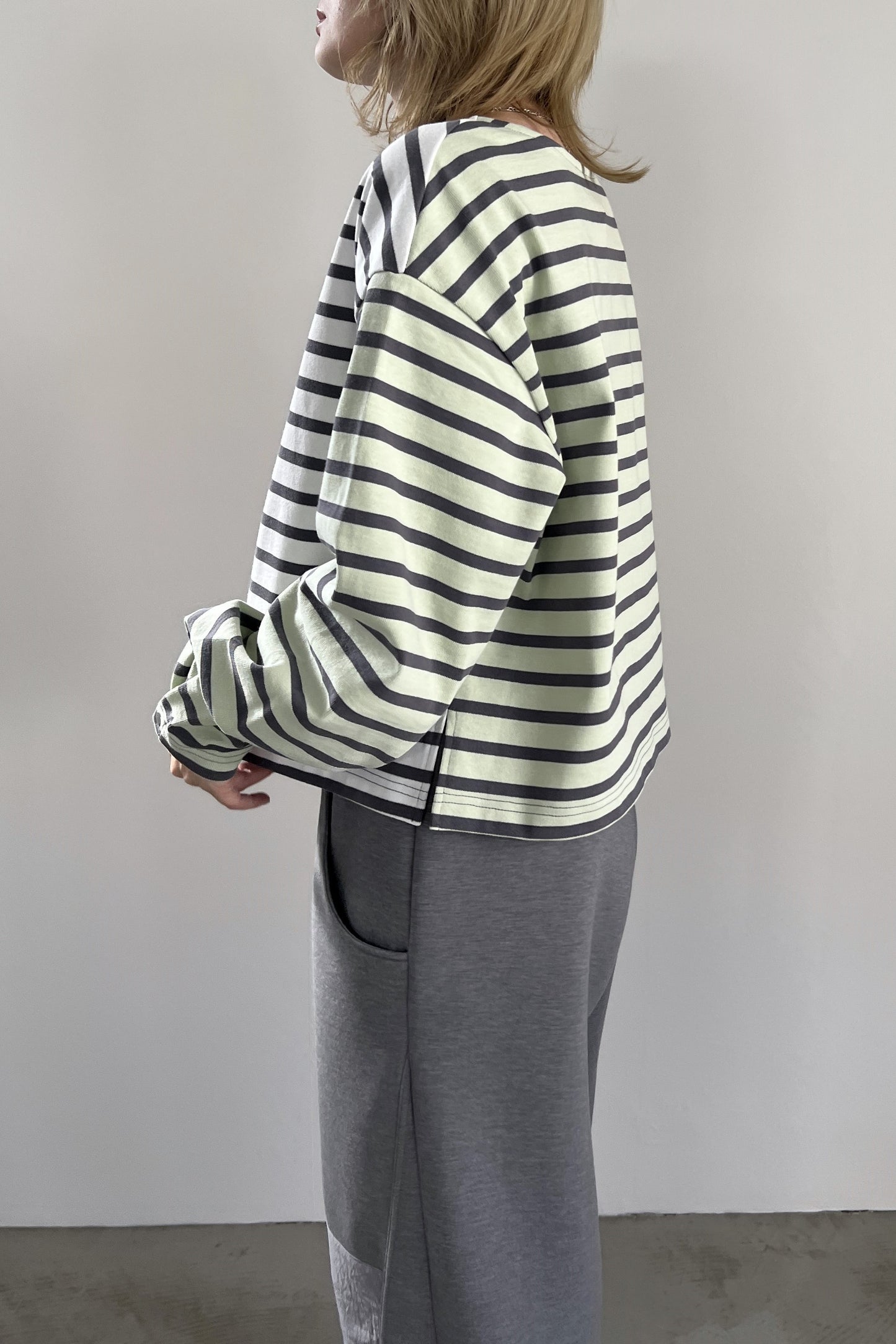 2WAYバイカラーボーダーカットソー　F3231