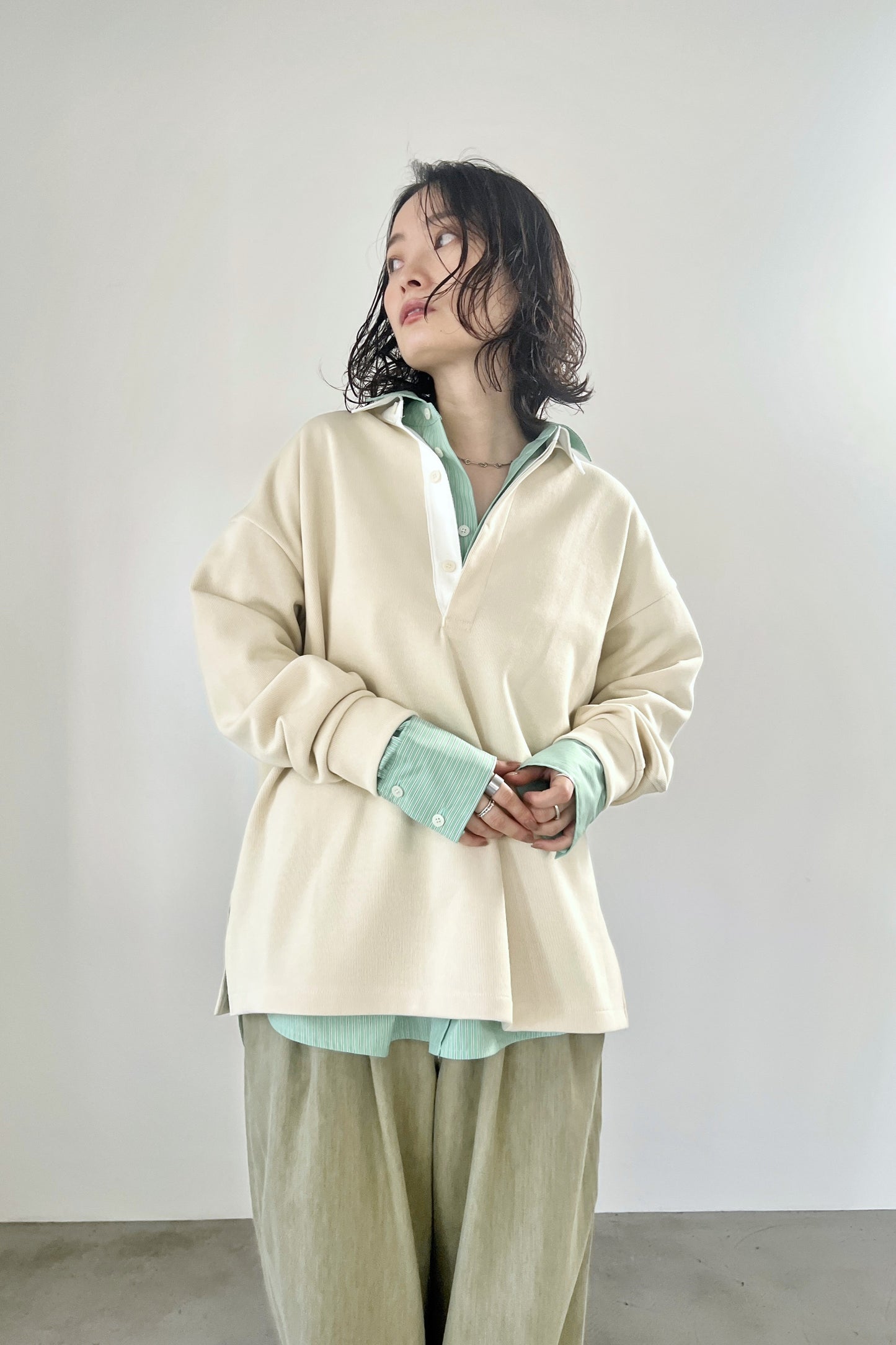 ニットライクラガーシャツ　F3302