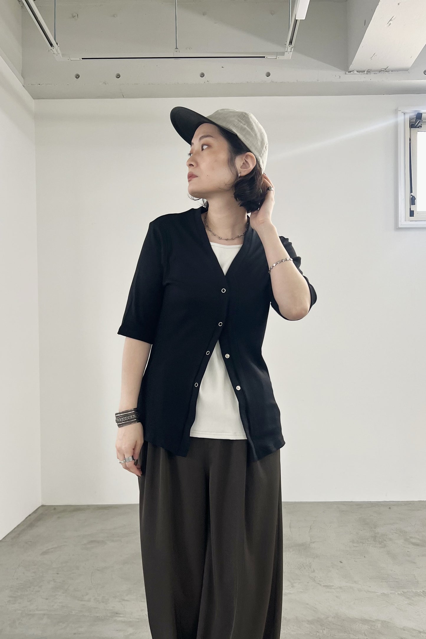 レイヤード風テレコTシャツ　F3309
