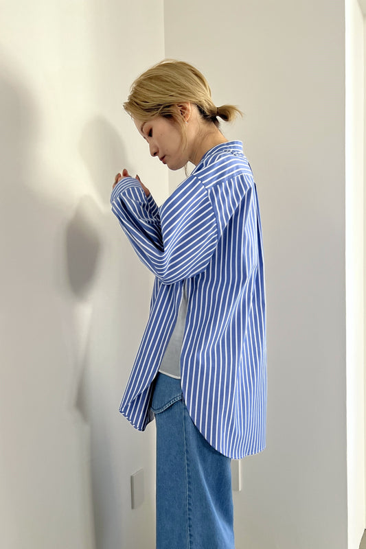 シアー切替バンドカラーシャツ　F1166