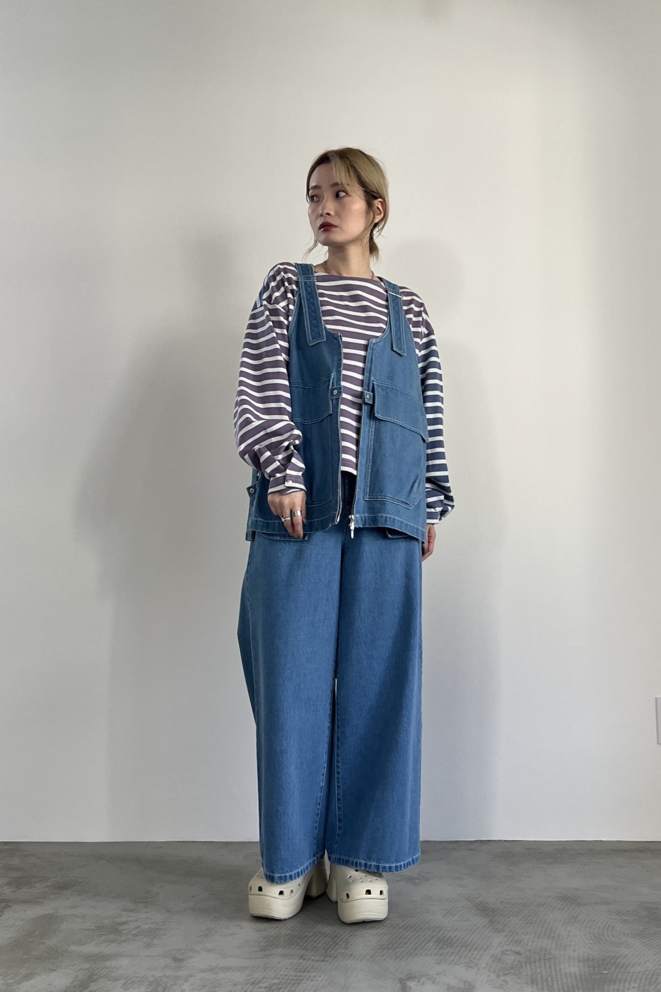 2WAYバイカラーボーダーカットソー　F3231