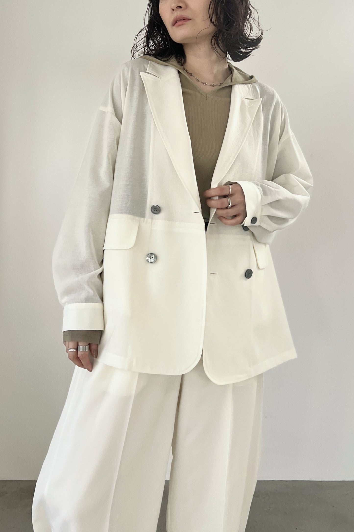 チュール切替フーディーインナー　F3303