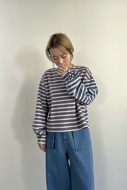 2WAYバイカラーボーダーカットソー　F3231