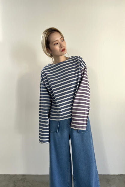 2WAYバイカラーボーダーカットソー　F3231