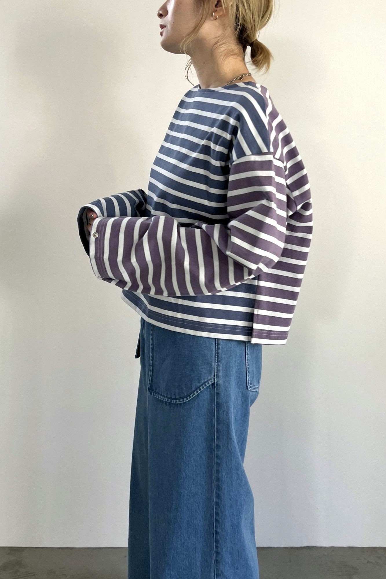 2WAYバイカラーボーダーカットソー　F3231