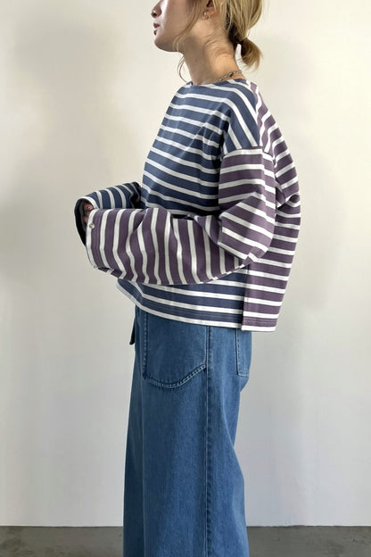 2WAYバイカラーボーダーカットソー　F3231