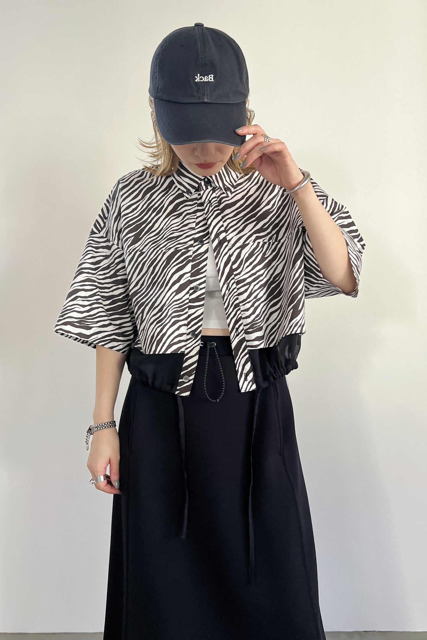 ゼブラプリントハーフスリーブシャツ　F1169