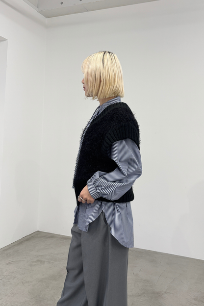 Vネックモールニットベスト　35556