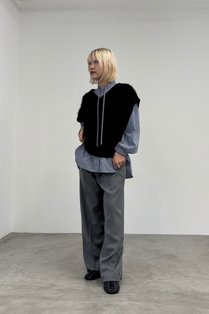 Vネックモールニットベスト　35556