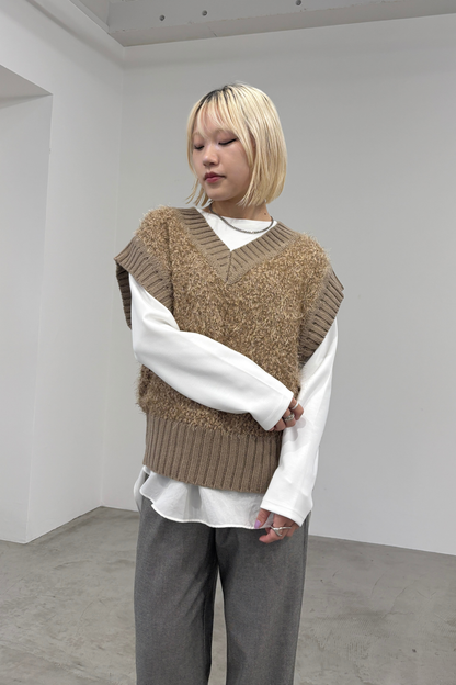 Vネックモールニットベスト　35556