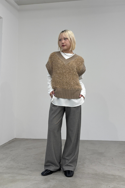 Vネックモールニットベスト　35556