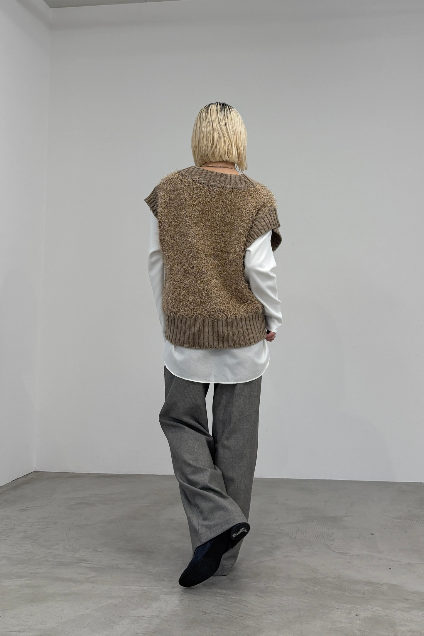 Vネックモールニットベスト　35556