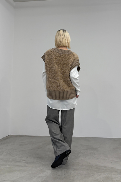 Vネックモールニットベスト　35556