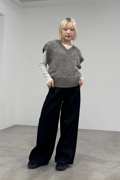 Vネックモールニットベスト　35556