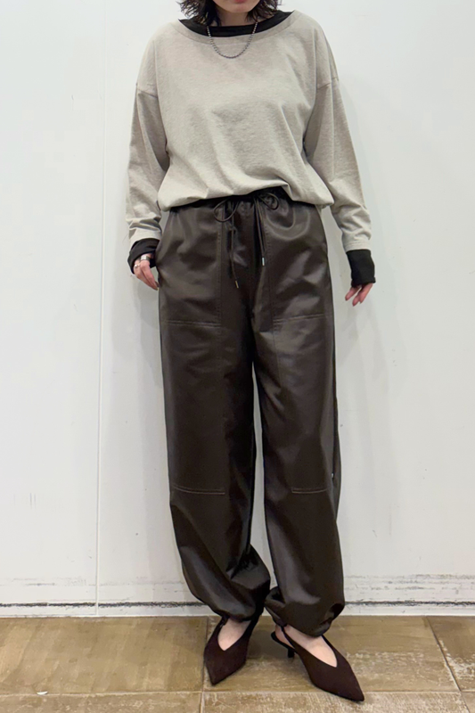 レザーライクダブルニーPT    F2163