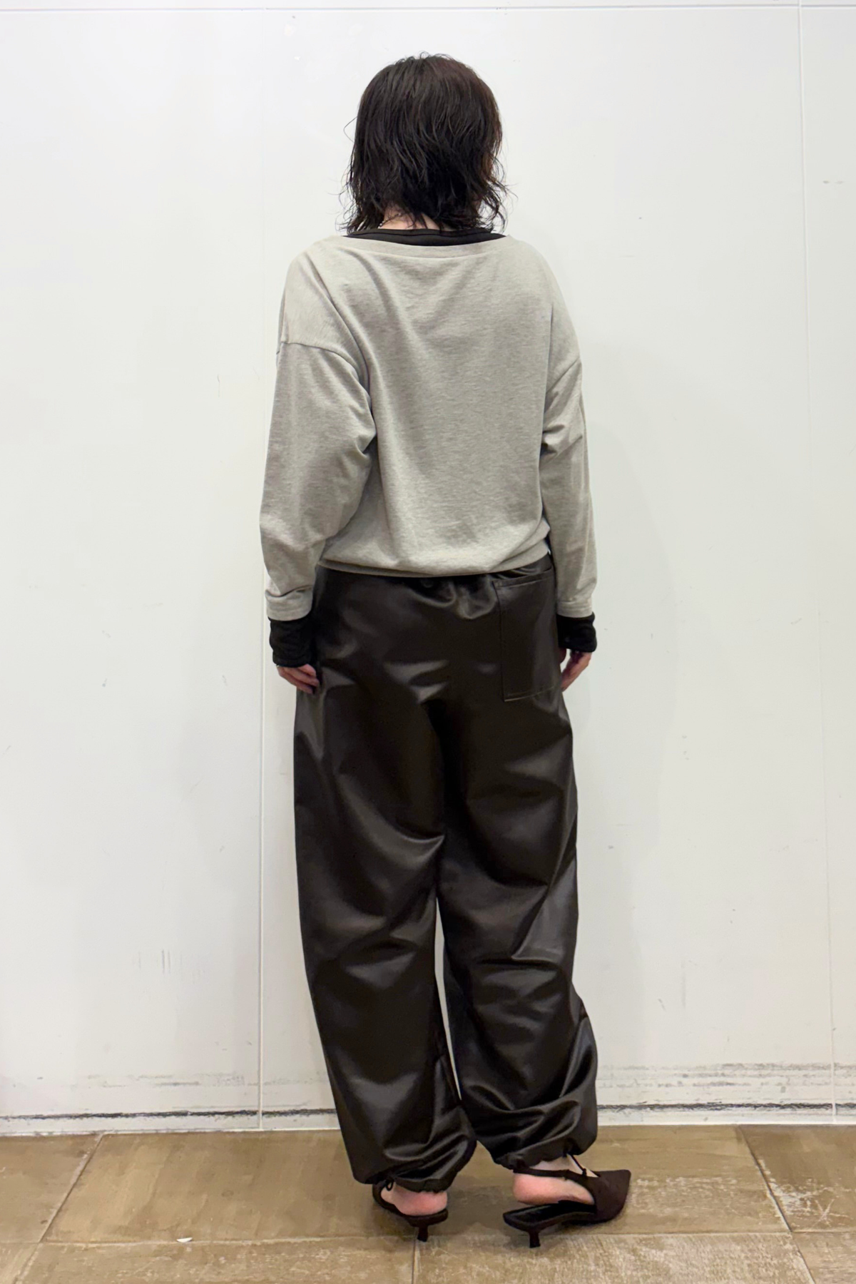 レザーライクダブルニーPT    F2163